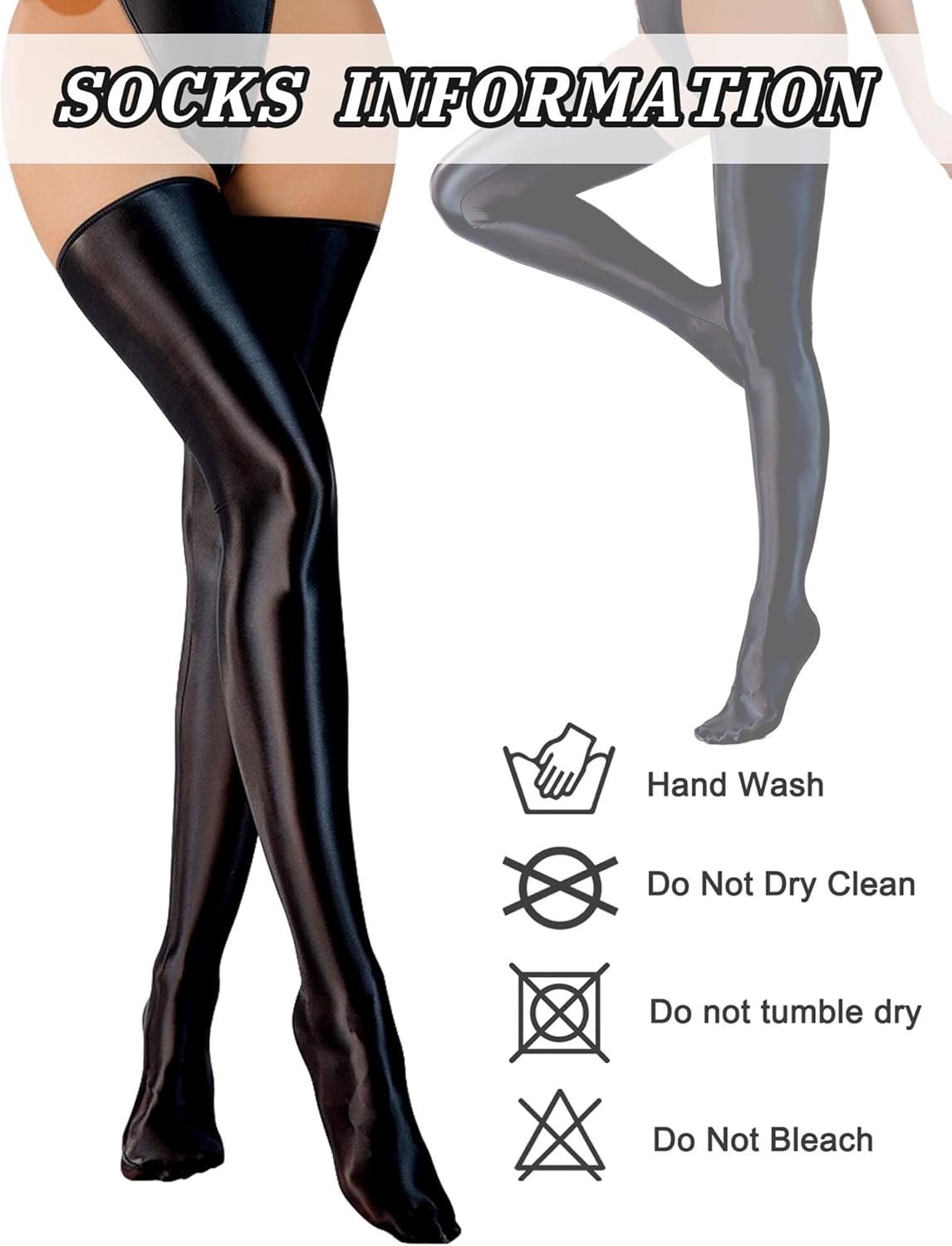 FEOYA Shiny Thigh High Stockings for Women Oil Glossy Stockings Opaque Long Stockings Over Knee Cosplay Socks - Image 5