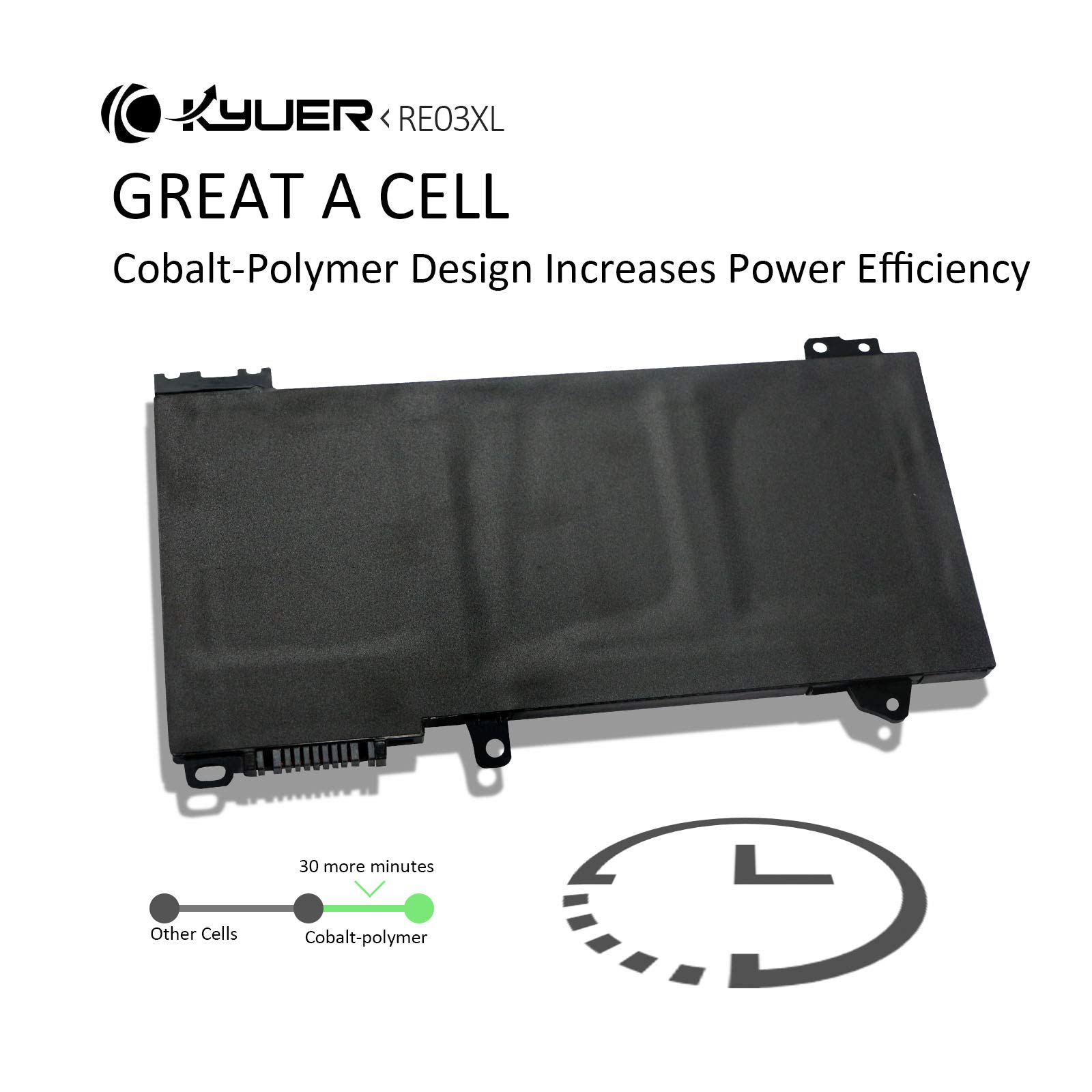 K KYUER RF03XL RE03XL Batería para HP ProBook 430 440 450 445 455 445R 455R G6 430 440 445 450 455 G7 Series REO3XL RE03045XL-PL HSTNN-OB1C HSTNN-0B1C HSTNN-DB9A L32407-AC1 L32407-2B1 L32407-2C1