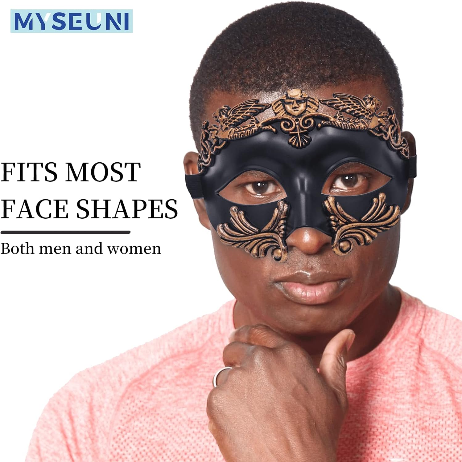 Masquerade Mask for Men - Roman Greek Mask - Venetian Half Face Mask for Mascarade Ball Mardi Gras Halloween Party - Image 3