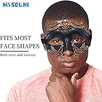 Vista 3 de Máscara de mascarada para hombre, máscara griega romana, máscara veneciana de media cara para baile de máscaras, Mardi Gras, fiesta de Halloween