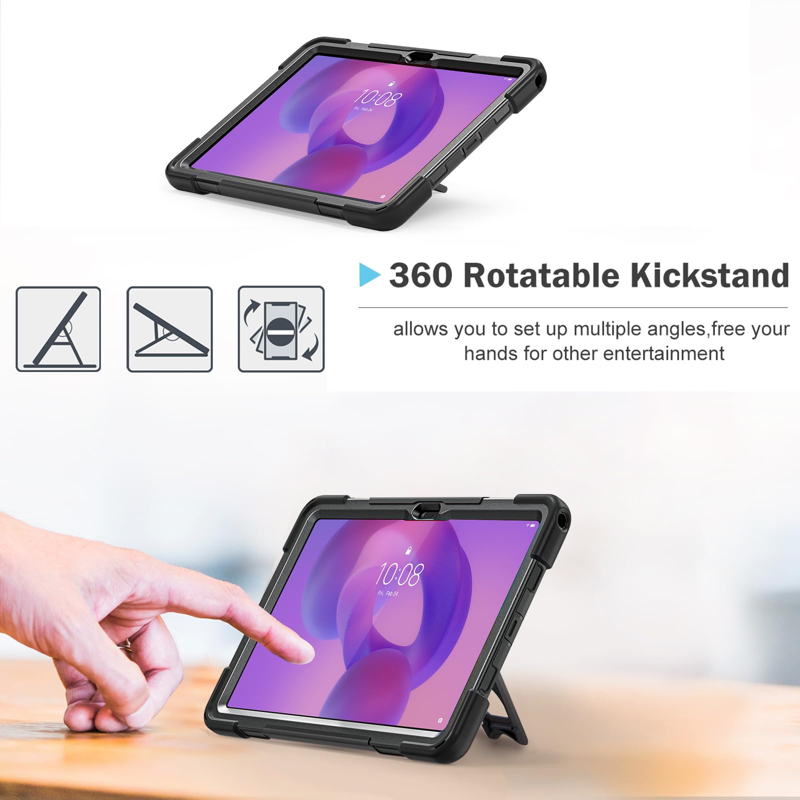 Cxzaqwer Case For Lenovo Tab M11/K11(TB-330FU/TB-331FC), Lenovo Idea Tab 11 Inch TB336FU With 360° Rotating Stand/Hand Strap, Shoulder Strap, Screen Protector Red