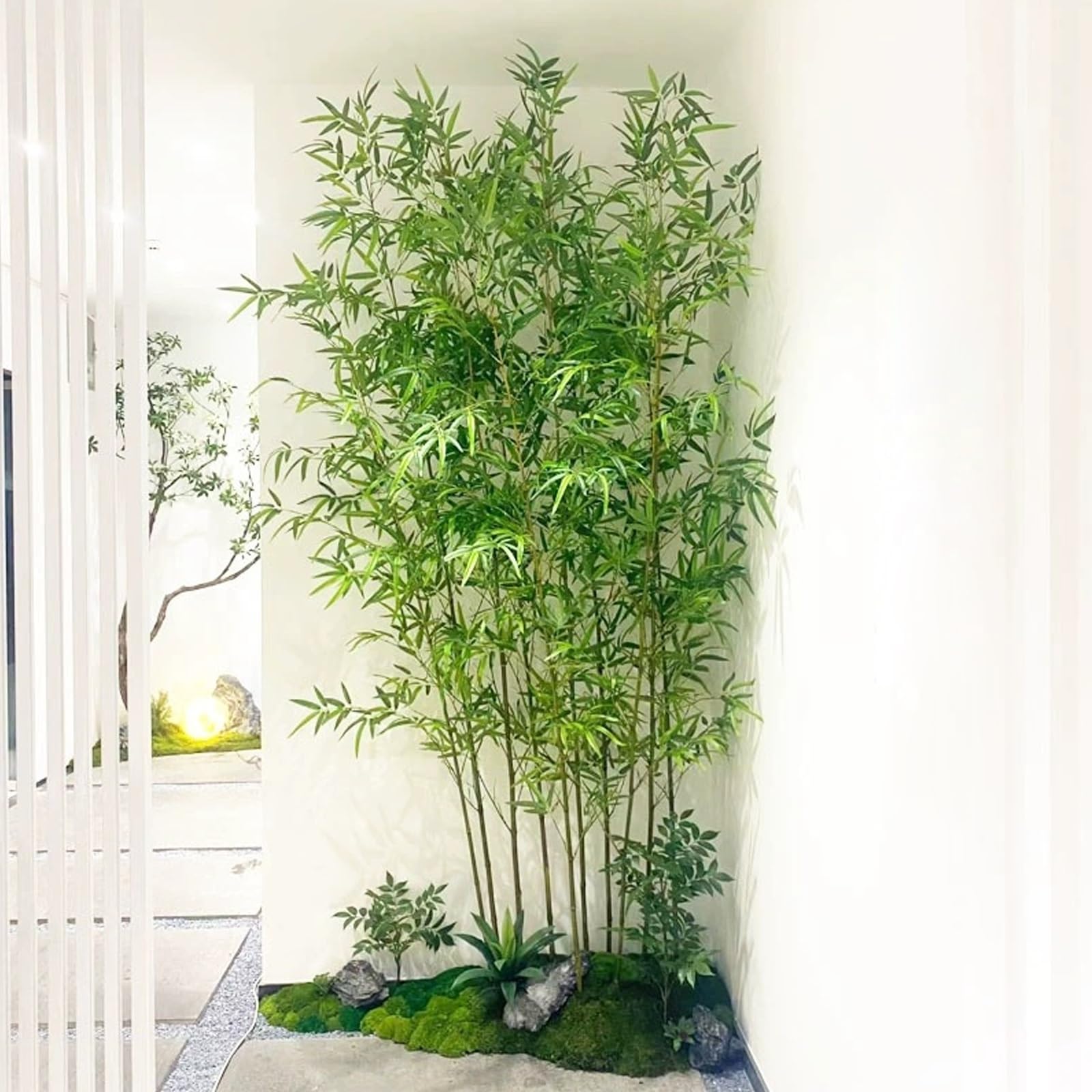 Faux-Bambus-Pflanze, Große Künstliche Bambusbäume Für Patio-Privatsphärenzaun, Indoor-Outdoor-Zimmertrennwände, Landschafts-Grünwand & Aquarium-Dekoration(40 Bamboo,1.5m/4.9ft Tall)