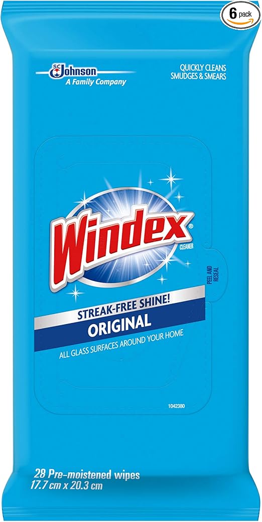 Windex Glass and Multi-Surface Cleaning Wipes, 28 Count - Pack of 6 (168 Total Wipes)