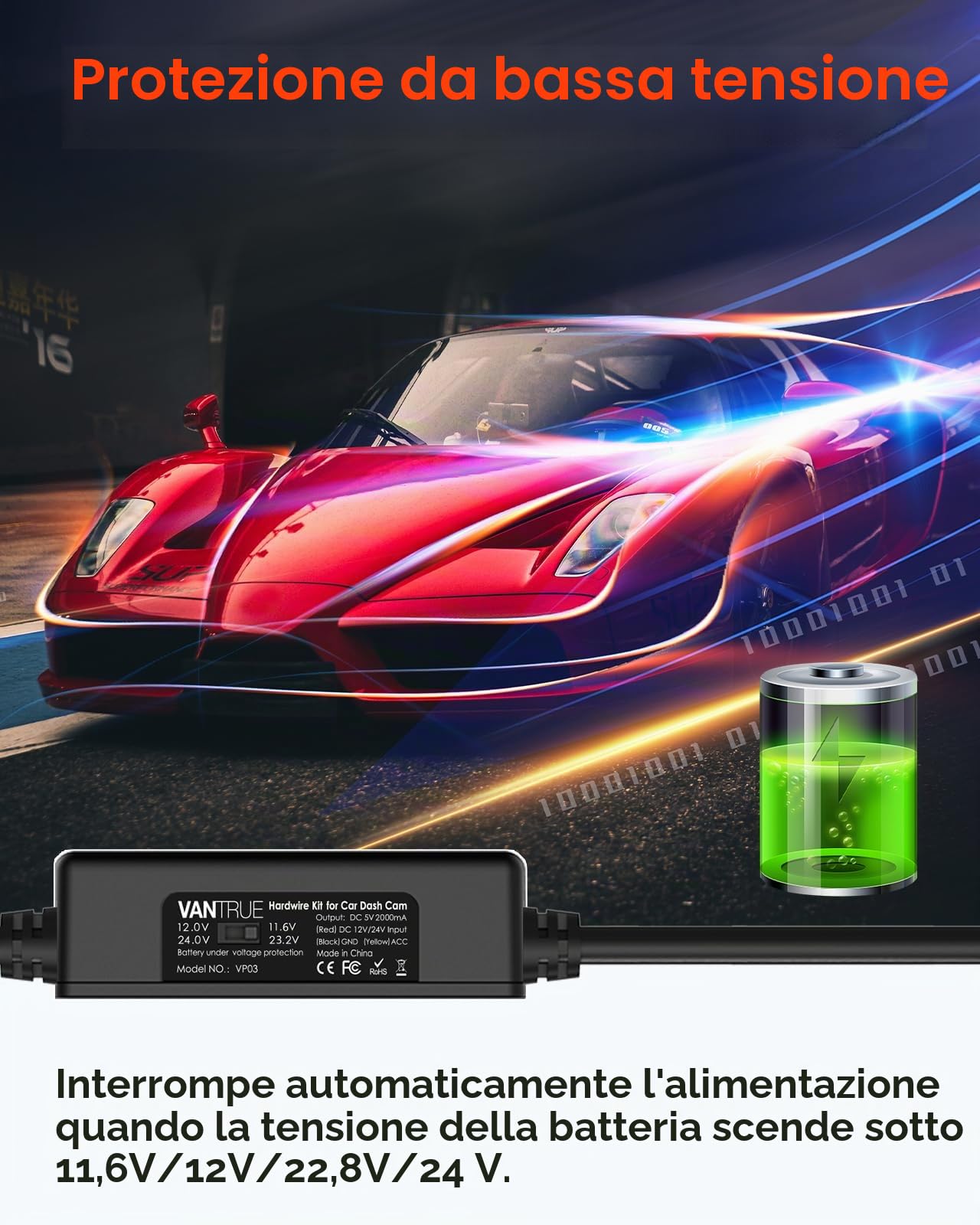 VANTRUE N5S Telecamere Auto STARVIS 2, 4 canali Dash Cam 2.7K+ Dual 1080P+ 1440P anteriore, interno e posteriore,VANTRUE Kit cablaggio USB-C regolabile con 2 stadi per Dashcam N5/N4/E3/E2/E1/N2S/N2 Pr