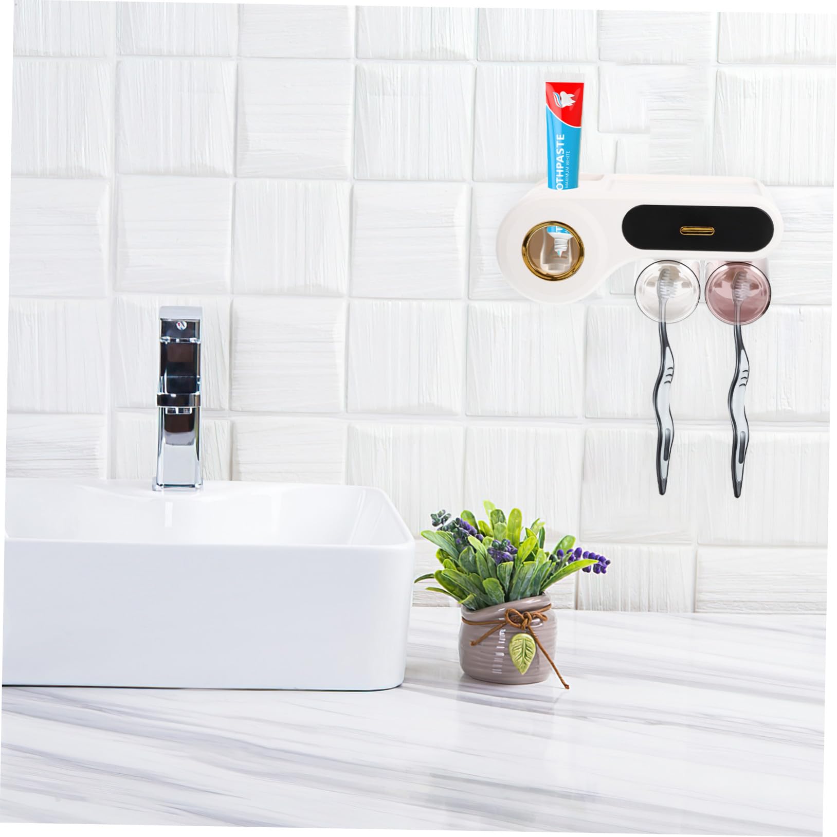 Portacepillos de Dientes de Pared Negro Plástico para Baño