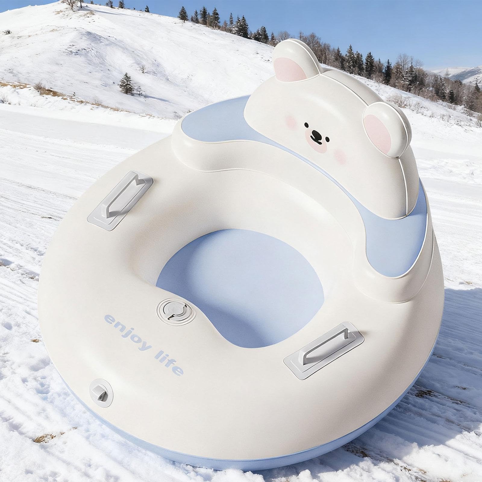 Bouée de Neige Gonflable en PVC Robuste avec Poignées Confortables Résistance Au Froid Base Large pour Stabilité Adaptée à La Luge Sports de Neige Mom