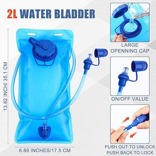 Miniatura 4 de Chunful Mochila de hidratación con vejiga de agua de 2 L, mochila de hidratación ligera para mujeres y adolescentes, mochila de agua al aire libre