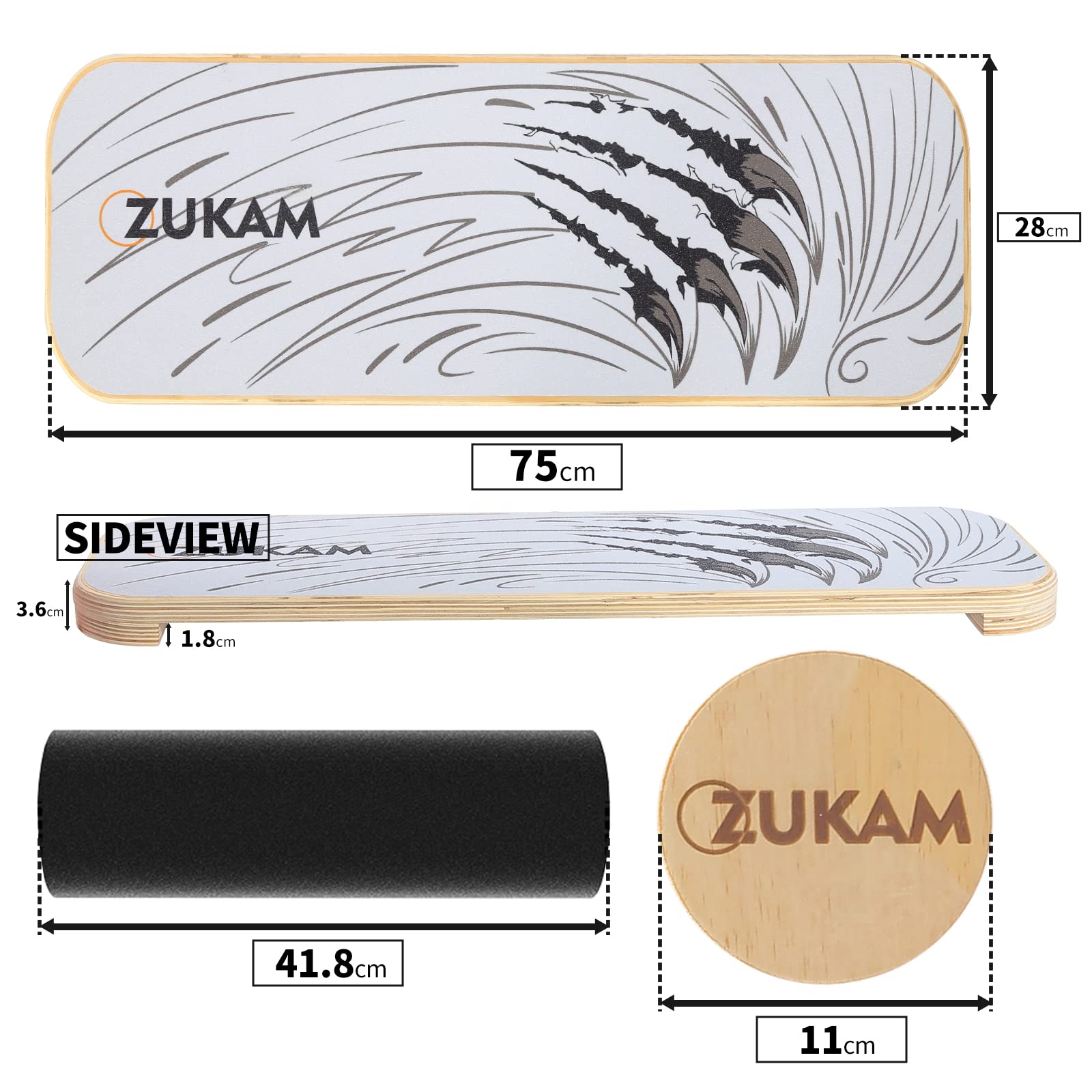 Amazon | ZUKAM バランスボード トレーナー 木製バランスボード