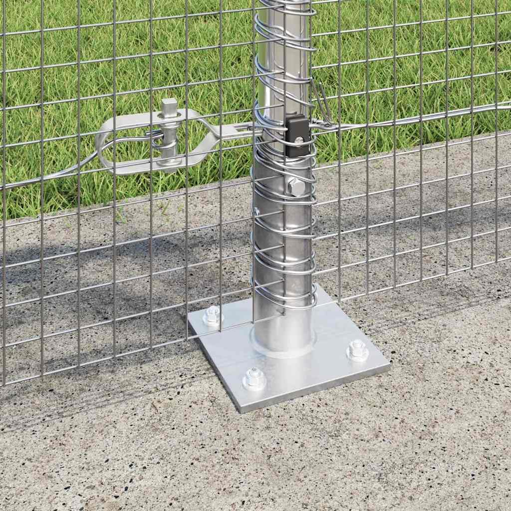 Poteau de clôture en acier argenté pour jardin et terrasse, finition poudre résistante aux UV, 1000 x 3,2 x 80 cm, idéal pour séparation, barrière, claustra extérieur sécurisé