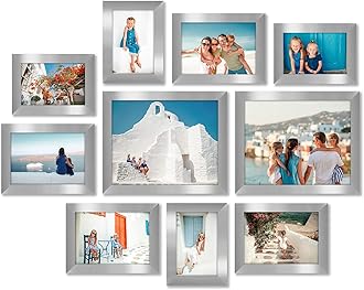 Americanflat Set of 10 Picture Frames with Shatter-Resistant Glass - Gallery Wall Frame Set with Two 8x10 Frames, Four 5x7 Frames and Four 4x6 Frames - Signature Collection - Silver