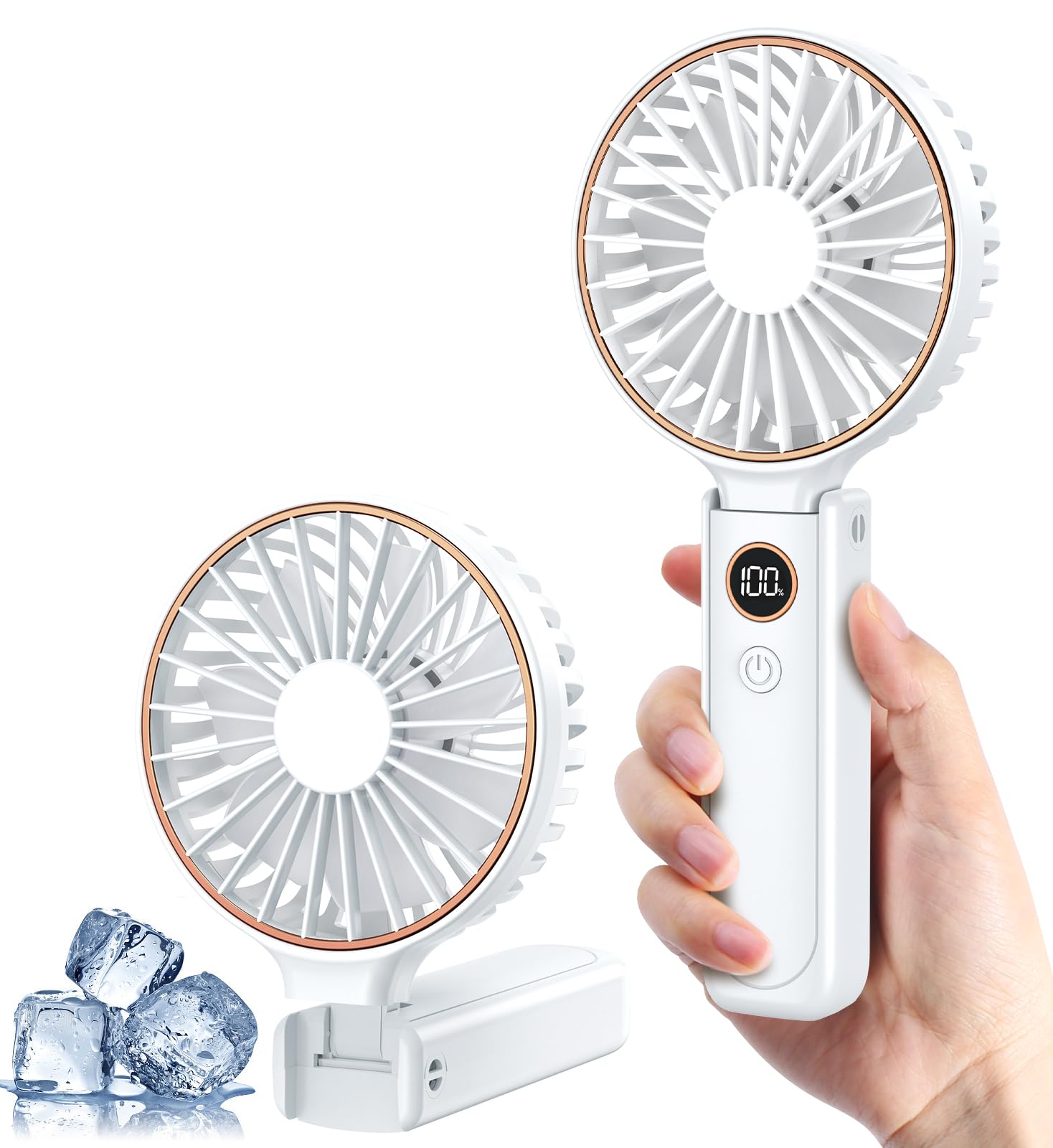 Rintea Handventilator, Tragbarer Mini Ventilator mit 6 Geschwindigkeiten, Faltbarer USB Ventilator, 4000mAh Wiederaufladbar, Leise & Leicht, Ideal für Büro, Reise & Outdoor (Schwarz)