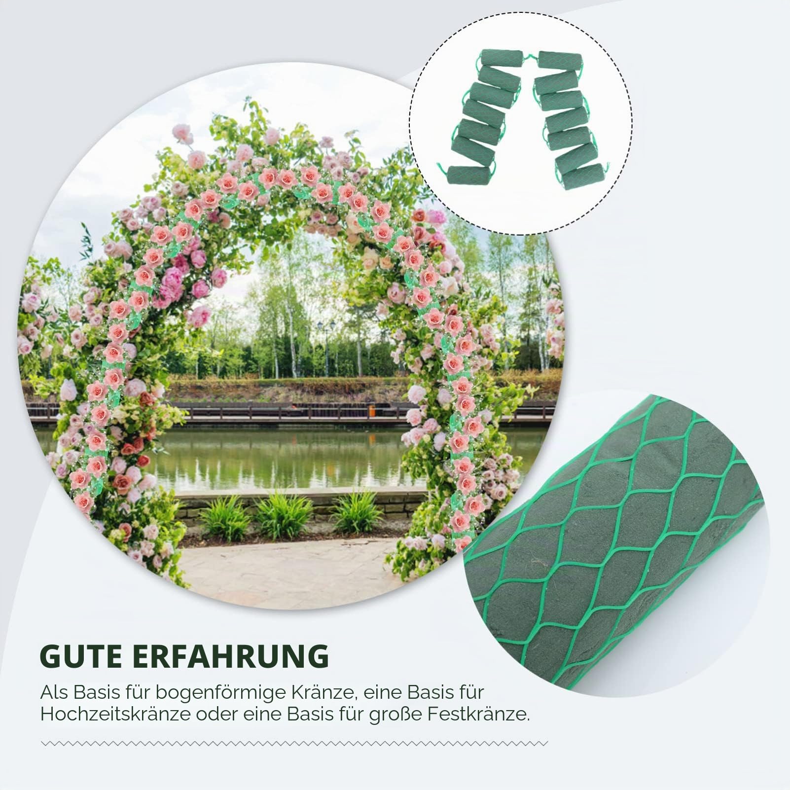 Sewroro 14 Stücke Rund Grüne Steckmasse für Blumen Netz Girlande Blumenschaum-Girlande Steckschaum Blumen Steckschwamm zum Basteln Arrangement-Halter frische Blumen Schwammblöcke Nassschaum-Ziegel