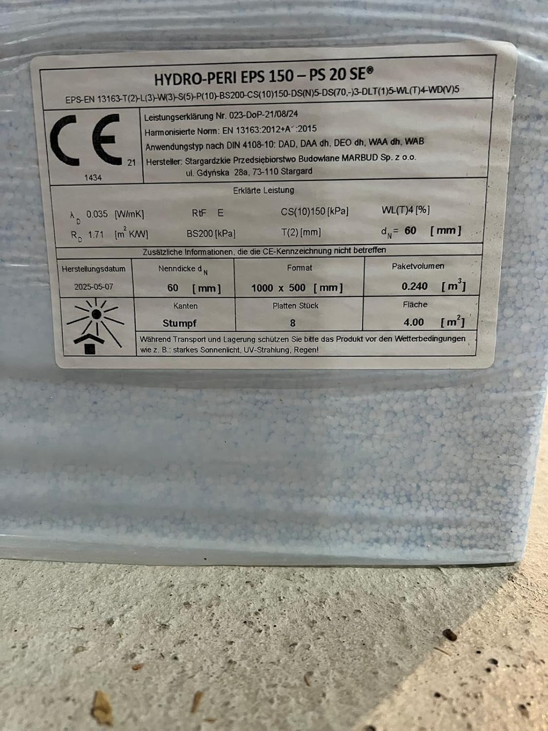Perimeterdämmung Sockeldämmung - 80 mm Stärke - EPS 035 Neopor – Styropor/EPS Dämmplatten für WDVS Sockel & Kelleraußenwand, druckfest 150 kPa, 100x50 cm - Für 2m² Fläche