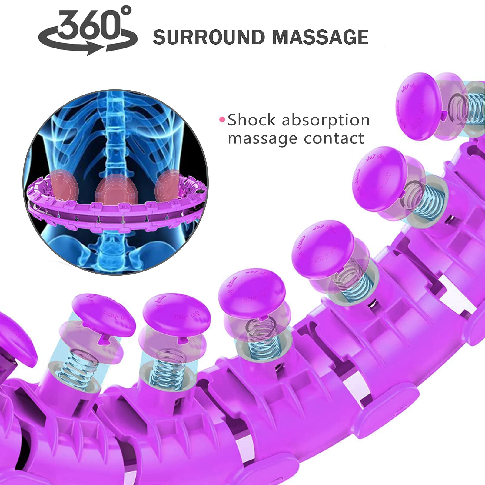 Hula Hoop Reifen, Smart Hula Hoop, Nicht Runterfällt mit Massageknoten und 24 Beweglichen Teilen verwendet, für Anfänger, Fitness- und Gewichtsverlusttraining