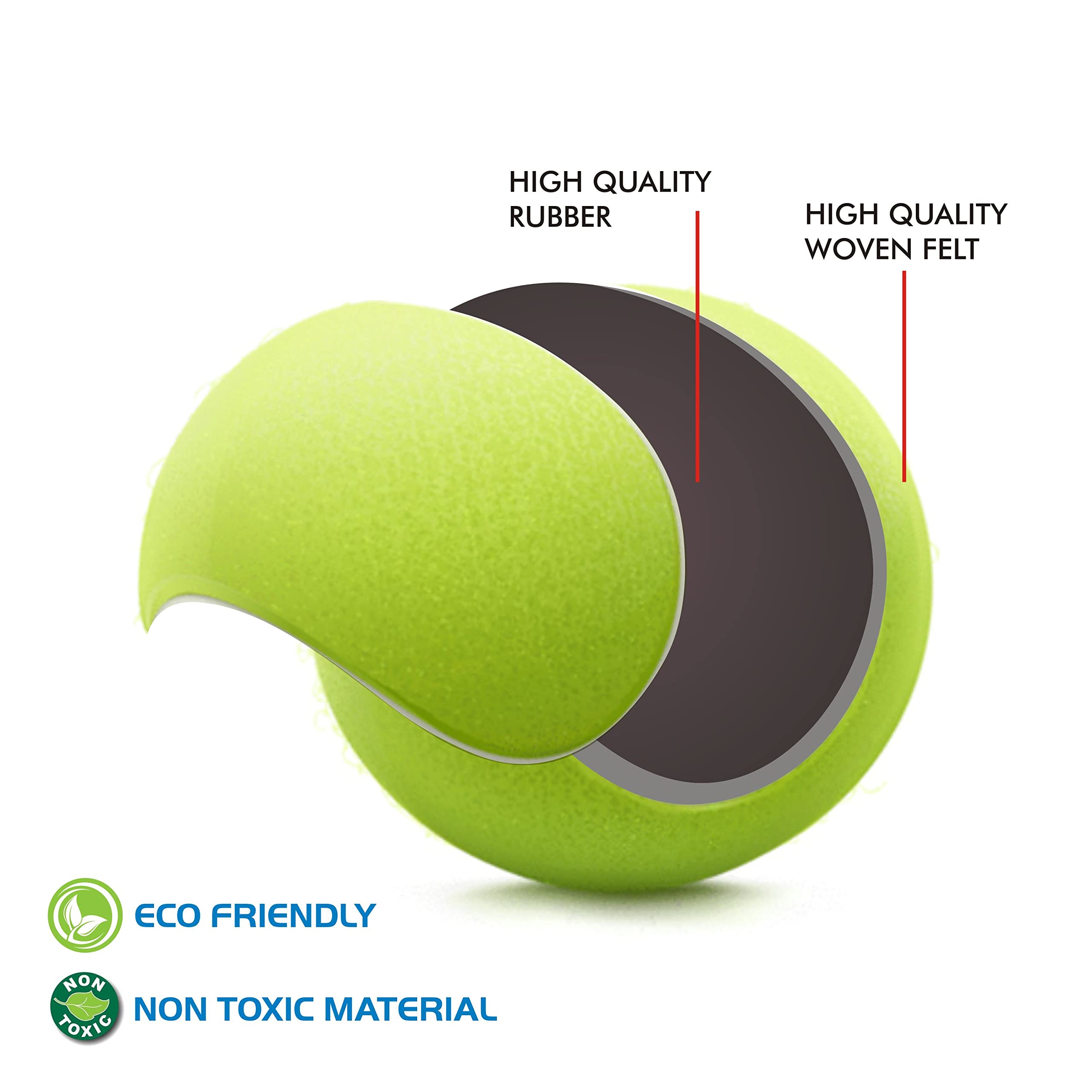 Amazon Brand - Symactive Light Tennis Cricket Ball, Set of 3 (Green) | Woven Felt covered rubber ball 2