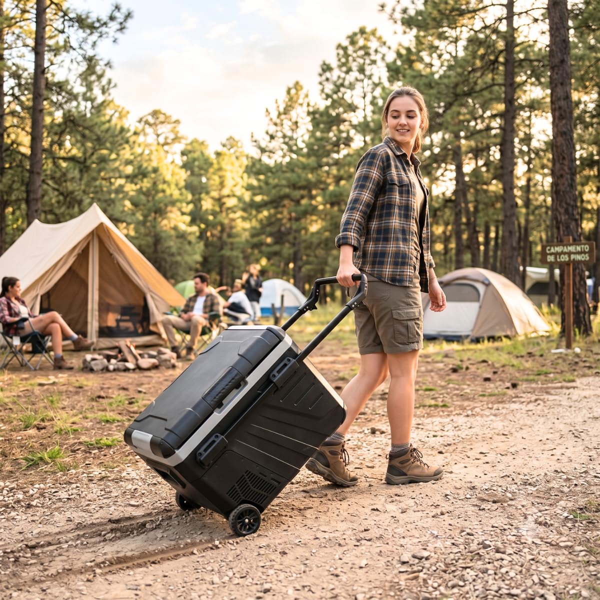 Nevera Portátil Eléctrica 35L con Compresor 12V 220V | para Coche, Furgoneta Camper, Autocaravana, Camión y Camping | Mini Congelador Rígido con Ruedas y Asa