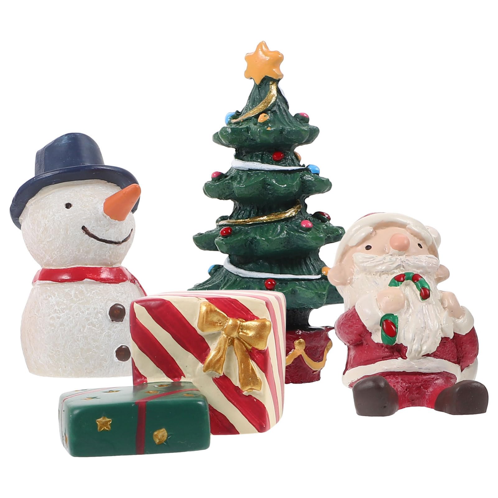Zerodeko 7 Set Micro Ornamento Paesaggistico Arredamento Statuine Della Tavola Di Natale Decorazione Albero Di Natale in Feltro Luci Usb Costume Natalizio Luce Fatata Resina 4 Pezzi * 7