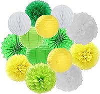 Vista 22 de Serpentinas de Decoraciones de Fiesta Arcoíris Pastel - 14 piezas Suministros de Cumpleaños para Niños y Niñas, Abanicos de Linternas de Papel Rosa