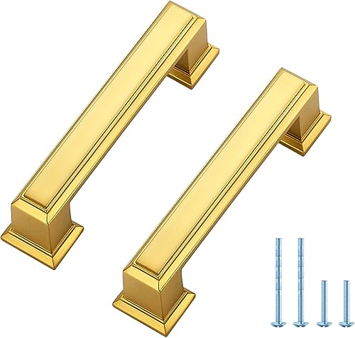 Ravinte Hardware - Paquete de 5 manijas de cajón de latón cepillado, agujero central de 3 pulgadas (76mm) de zinc, manijas de aleación de zinc para