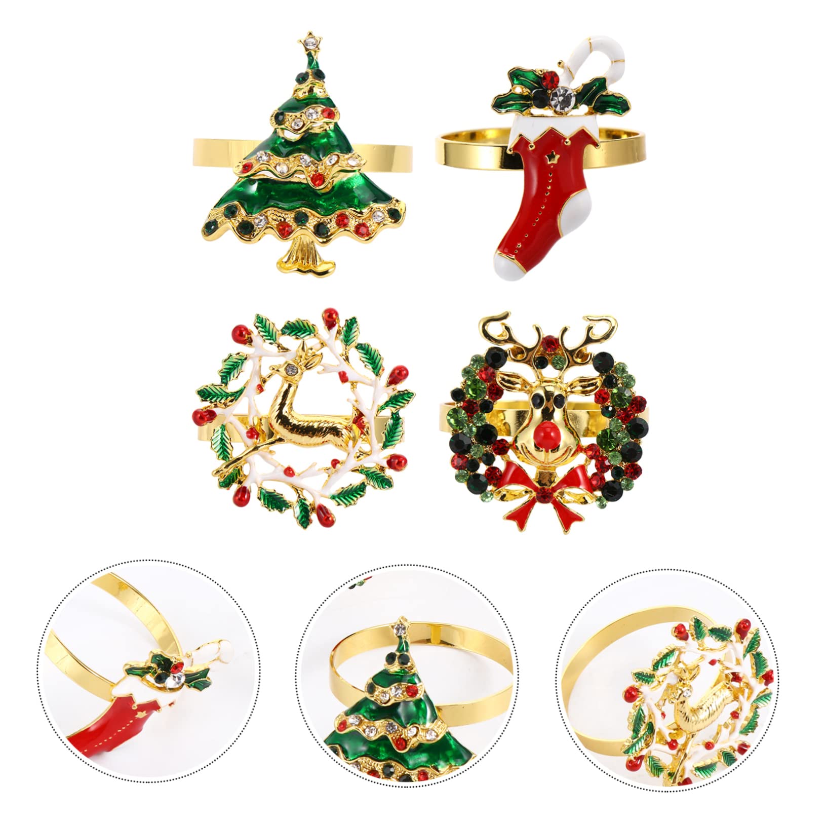 MAGICLULU 12stücke Teiliges Weihnachts-Napkin- Mit Reindeer Weihnachtsbaum Schneeflocke Und Serviettenhalter Für Festliche Tischdekoration Bei Partys Und Feiertagen