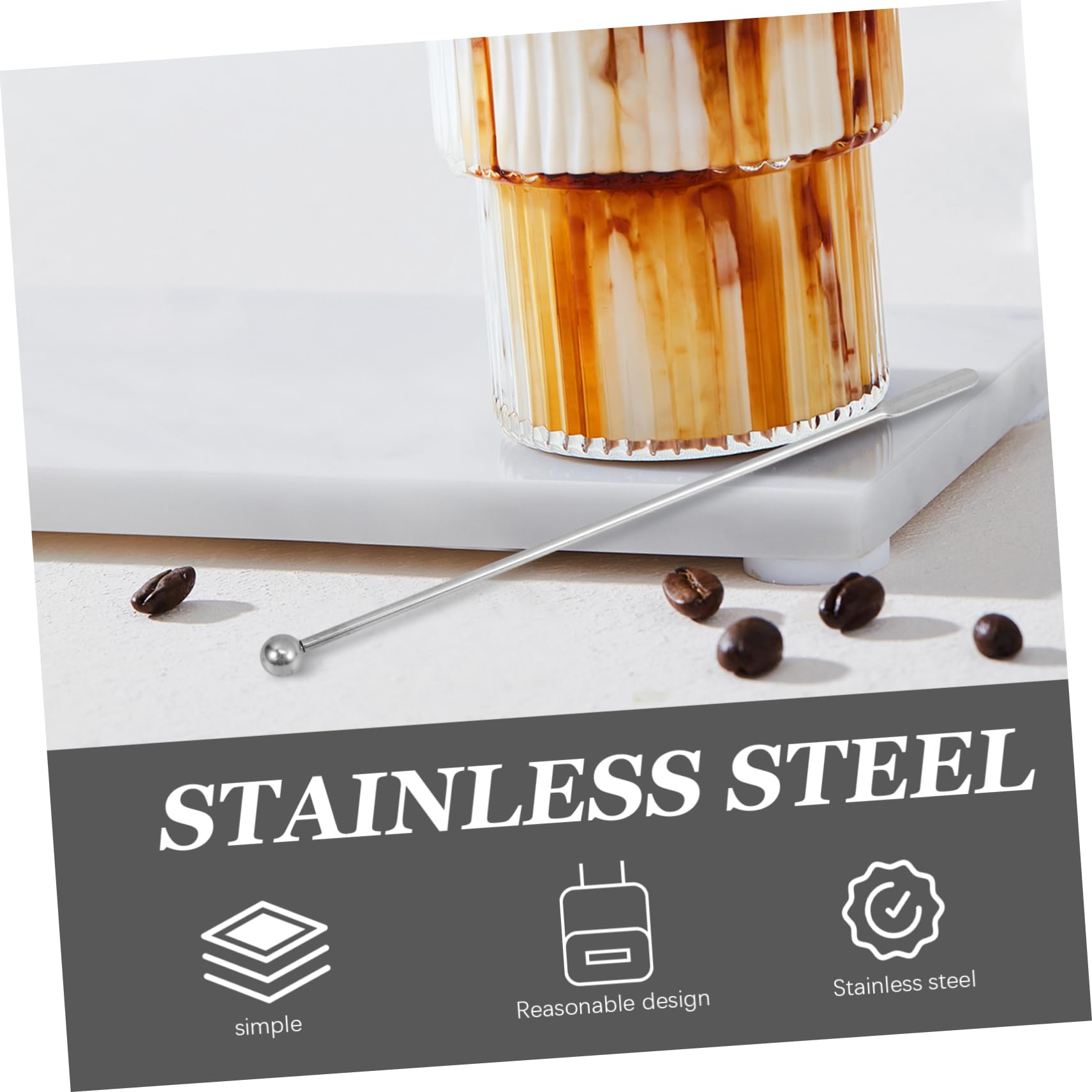 PHENOFICE 10pcs Stainless Steel Cocktail Stirring Spoons Bartender Mixing Utensils for Drinks Juices and Cocktails for Home Bars and Coffee Shops