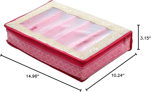 Miniatura 5 de Kuber Industries Brocade Hardboard Cinco Varillas Brazalete Caja (Rosa) - CTKTC42025