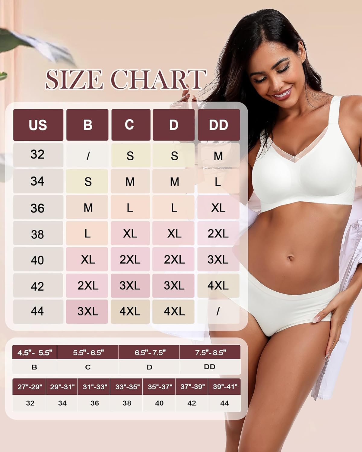 HORISUN Seamless Mesh Lace Bras for Women No Underwire Wireless Bras with Support and Lift Full Coverage Deep V Bralettes - Image 7