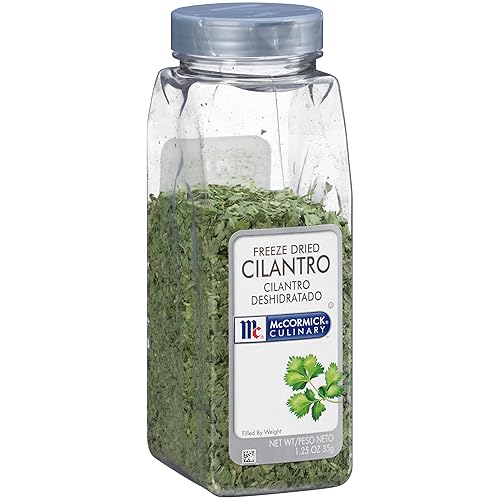 McCormick Culinary Cilantro liofilizado, 1.25 onzas, un recipiente de 1.25 onzas de hojas de cilantro secas para un sabor similar a los cítricos, lo
