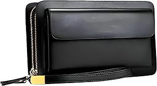 شنطة يد رجالية للاعمال - محفظة طويلة انيقة من الجلد تتميز بسحاب مزدوج ومساحة واسعة وهيكل قوي للاستخدام اليومي والمناسبات الرسمية