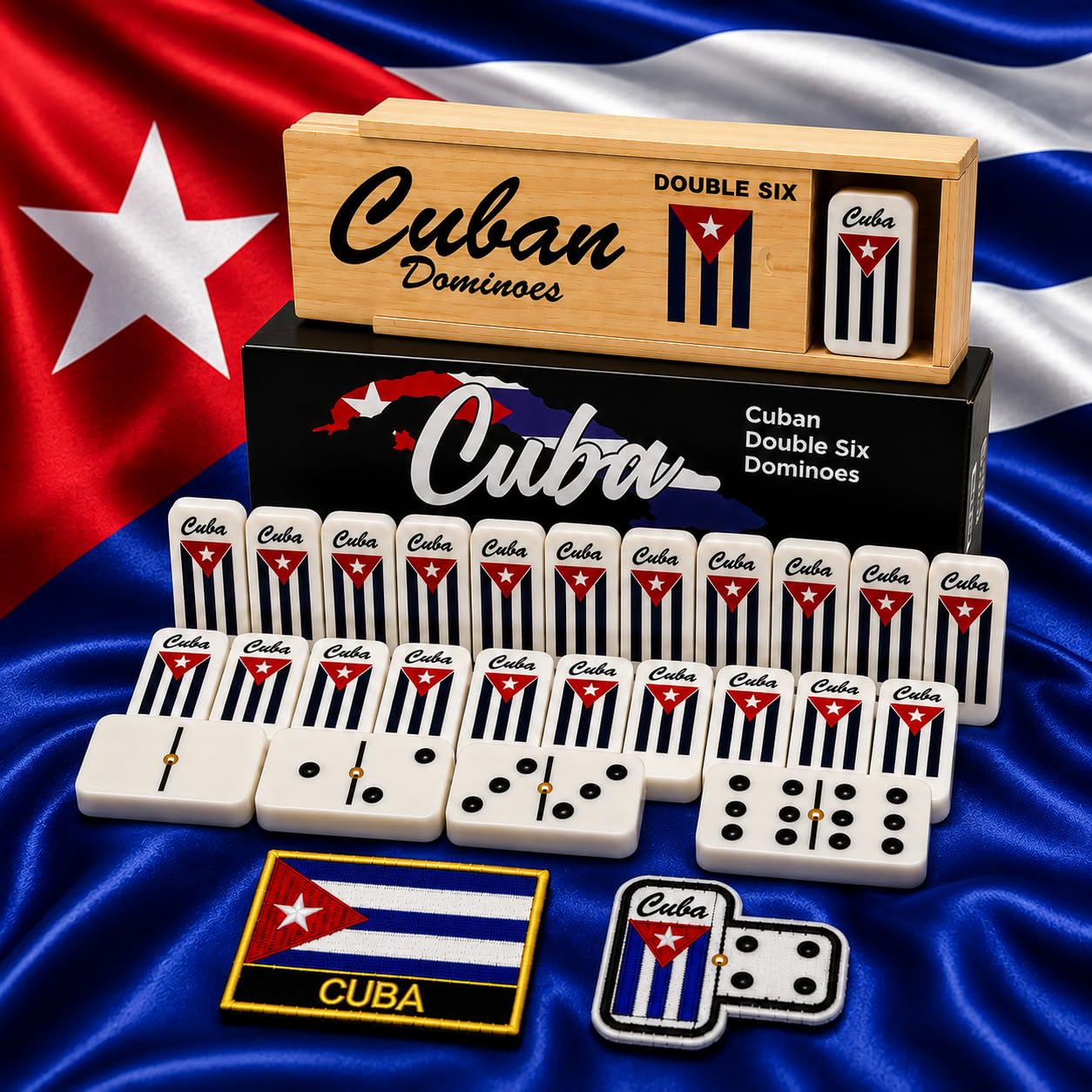 Dominó Doble Seis Estilo Cubano - 28 Azulejos Blancos Clásicos con Pips