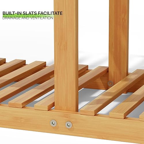 Miniatura 5 de Magshion Soportes de madera para flores, estante de exhibición para plantas, elige 3, 4, 5, 6 estantes (5 estantes)