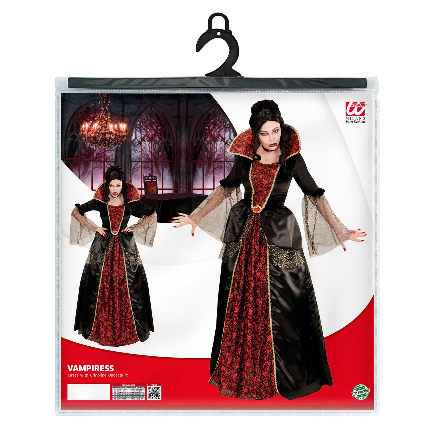 W WIDMANN MILANO Party Fashion - Kostüm Vampir, Kleid mit Reifrock, Blutsauger, Faschingskostüme, Halloween