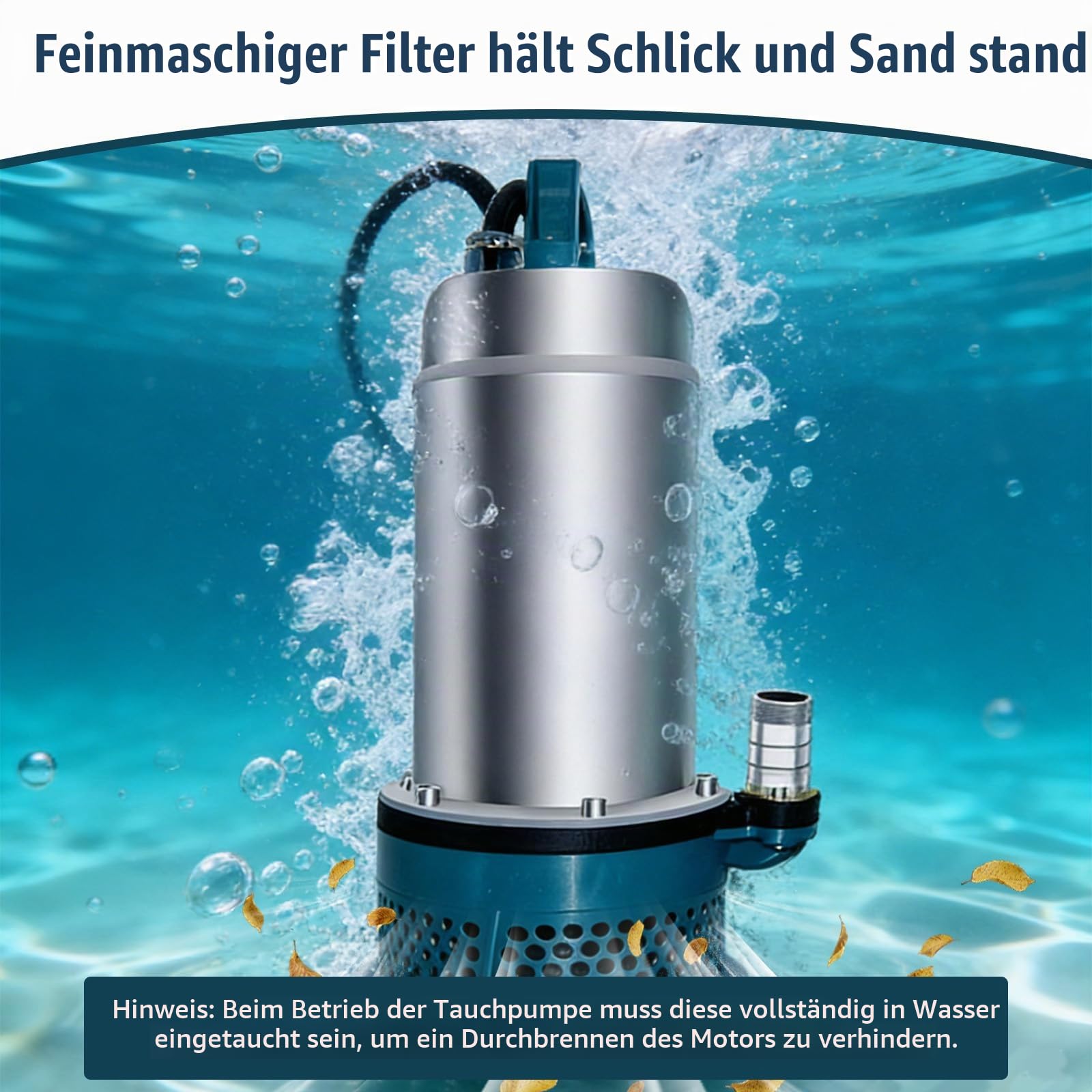 Tauchpumpe für Makita 18V Akku mit 10m Schlauch, 5000L/H (Keine Batterie)