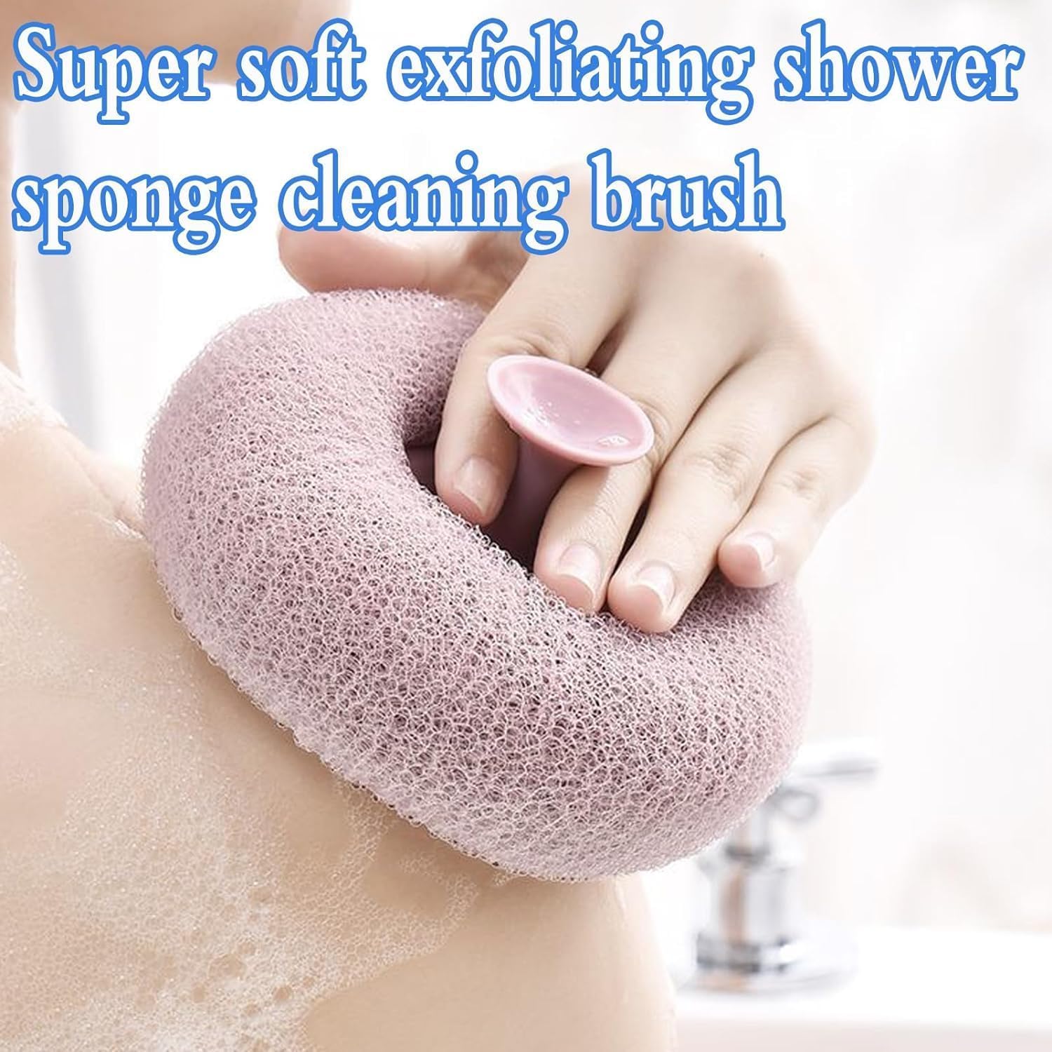 GLITZEN Bath Sponge Cleaning Brush Super Soft Exfoliating Bath Sponge Cleaning Brush, Massage Bath Sponge Ball with Suction Cup for Women Men (Multicolour) (PACK OF 2) 3