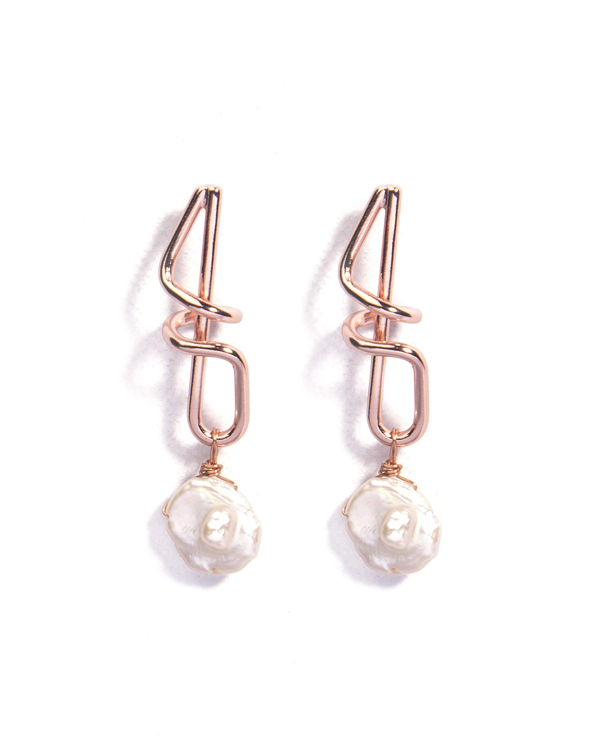 GemproGenuine Pearl Rose Gold Plated Designer Dangler Earrings for Women