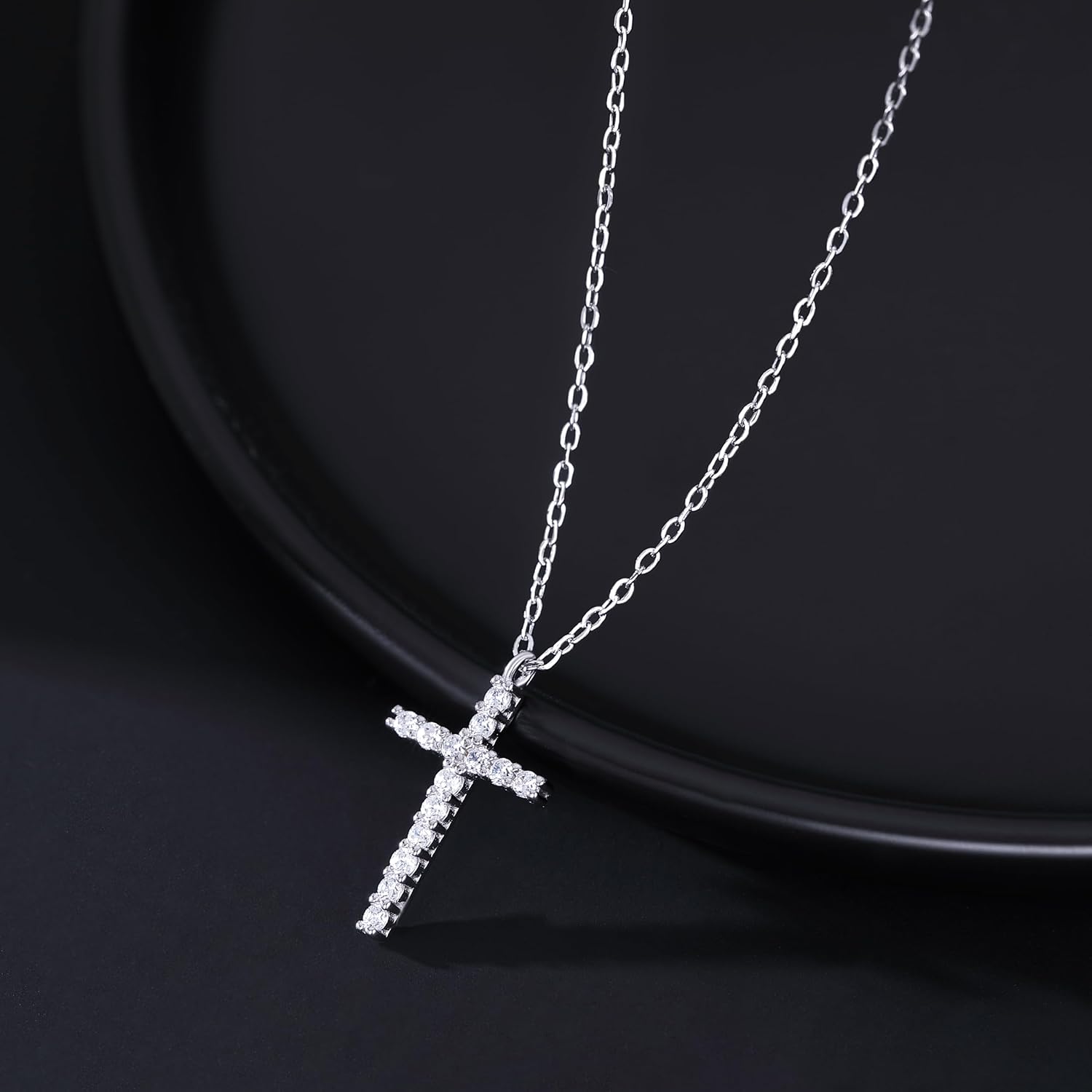 SLUYNZ Solid 925 Sterling Silver CZ Cross Choker Necklace for Women Teens Cross Pendant Necklace - Image 4