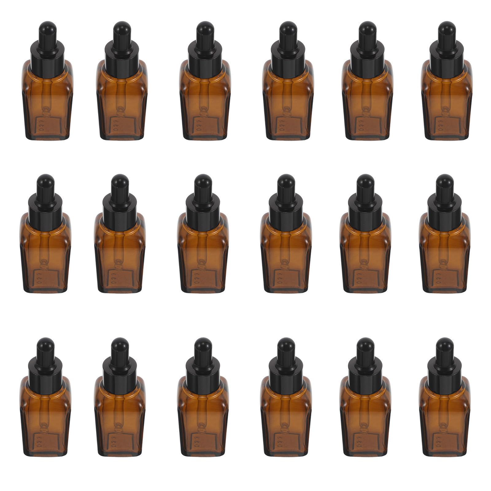 Healeved Wiederbefüllbare Braunglas Tropfflaschen 20ml mit Pipette | Quadratische Form, Lichtblockierend für Serum und Ätherische Öle, 0, 68 Oz, 20 Stück