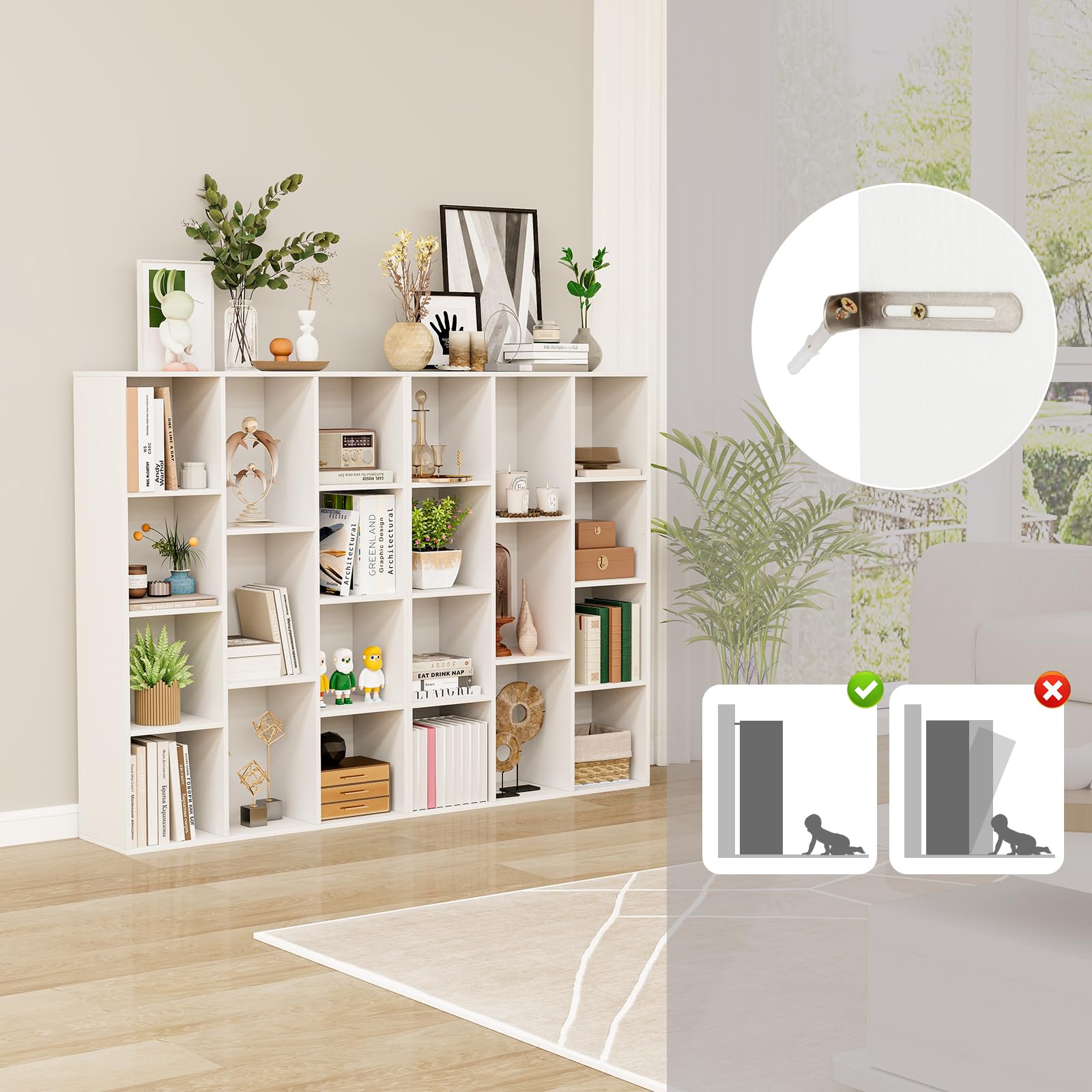 KOMFOTTEU Libreria Aperta con 11 Scomparti, Libreria a Cubi, Arredamento Casa, Scaffale da Ufficio, 74 x 24 x 106 cm (Bianco)