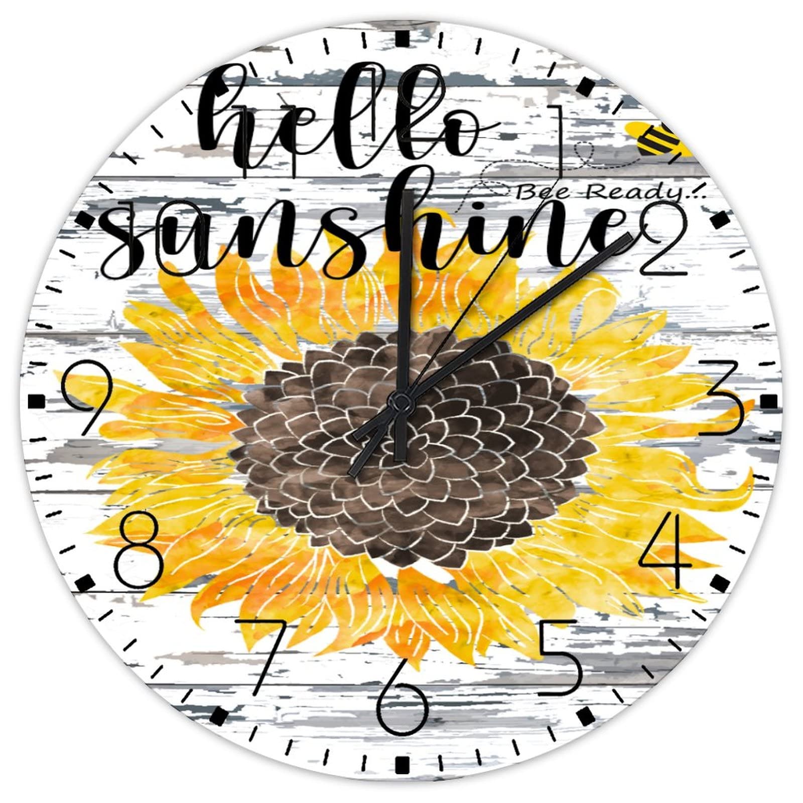 Horloge murale rustique Hello Sunshine en bois pour décorer votre atelier ou votre jardin