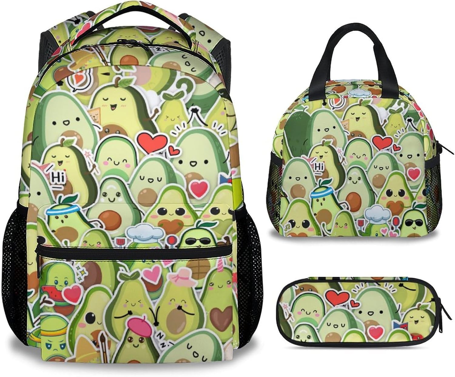 Avocado Backpacks for Girls - 16 Inch Cute Backpack for School - Green, Large Capacity, Durable, Lightweight Bookbag for Kids, Travel