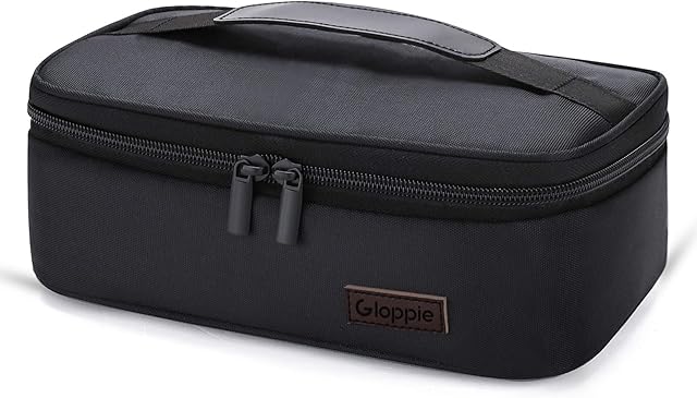 Gloppie Mini Lunch Bag for Men Women Portable Thermal Insulated Cooler Bag, Compact Adult Lunch Pail Work Office, Black