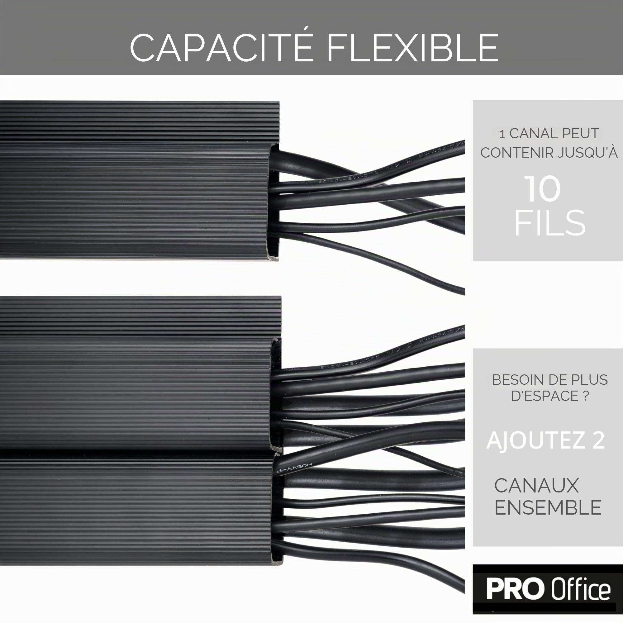Scanfield Cache Cable, Lot x 6 Range Cable, Organisateur Rangement Cable sous le Bureau, Goulotte Passe Cable, Boite Cache Cable, Maximise Circulation de l'Air, Facile à Installer, Cable Management PC