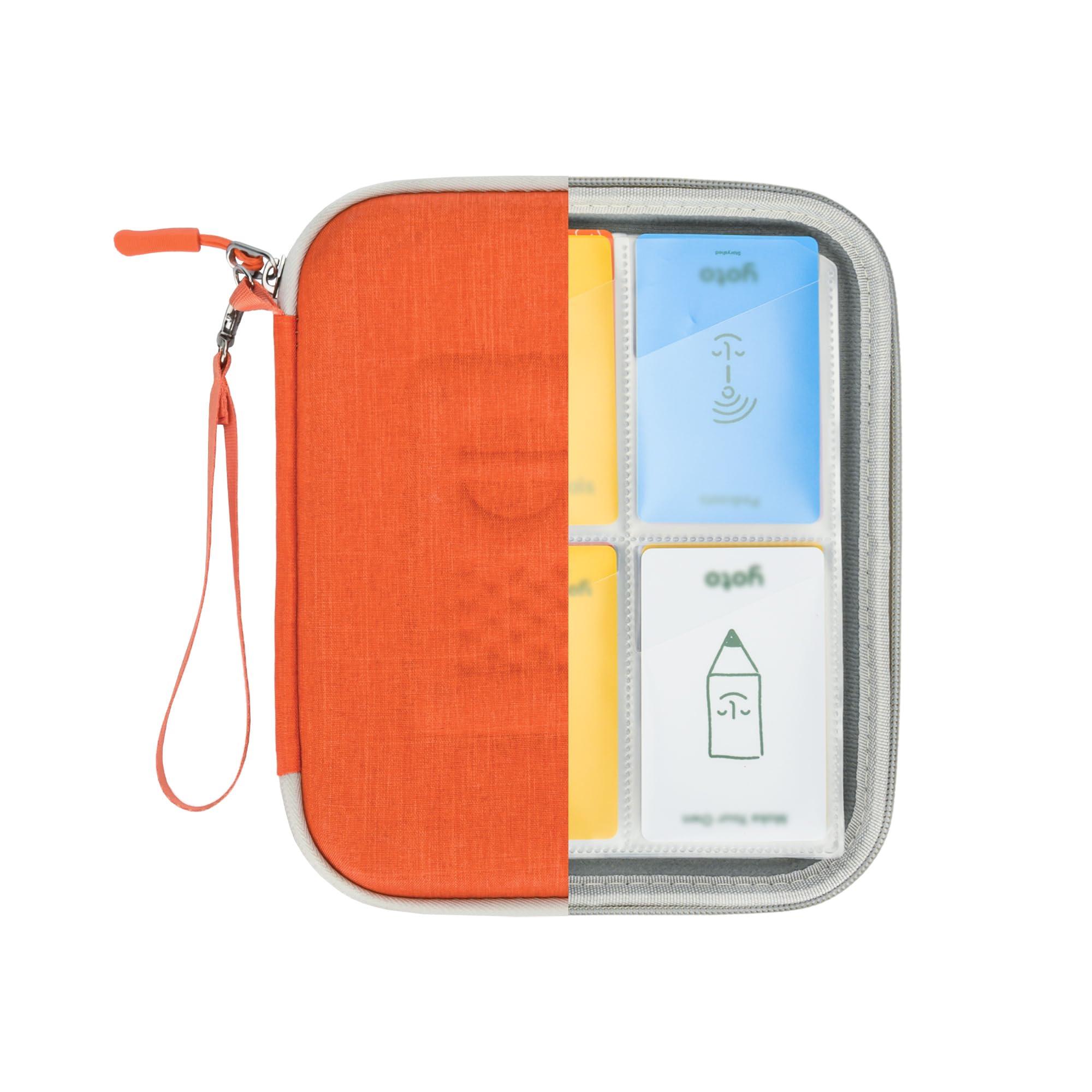 PROfezzion Card Holder for Yoto Cards, 88 Pockets Yoto Player Card Case with Zipper & Carry Strap, Yoto Mini Card Binder with Sleeves for Travel - Orange