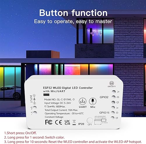 Miniatura 9 de Controlador de tira de luz LED WLED ESP32 con micrófono descarga, controlador LED direccionable RGB RGBW WS2812B SK6812 WS2811 WS2811 TM1814 WS2813
