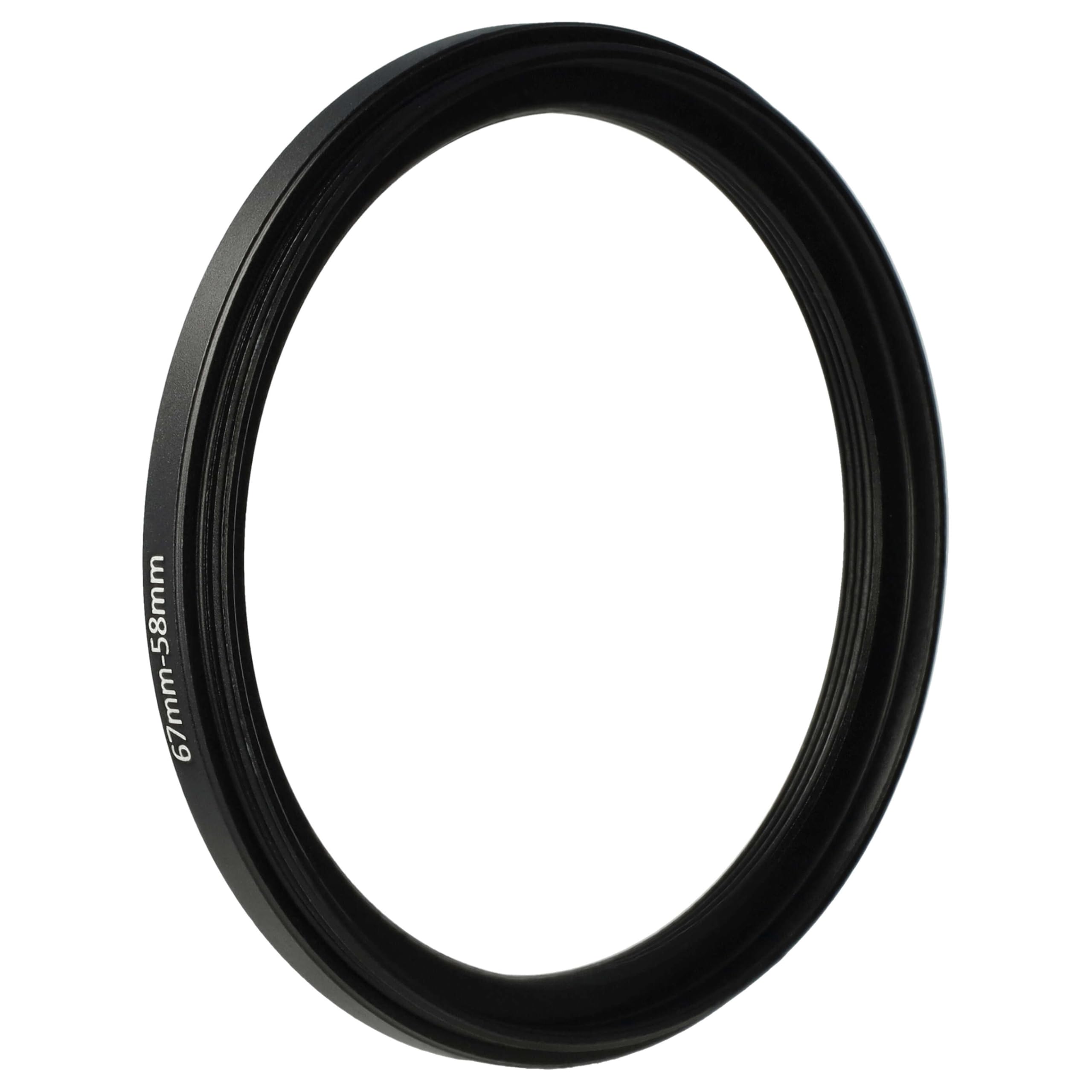 vhbw Bague d'adaptation de Filtre Step-Down de 67 mm vers 58 mm pour Objectif d'appareil Photo - Réducteur, métal, Noir