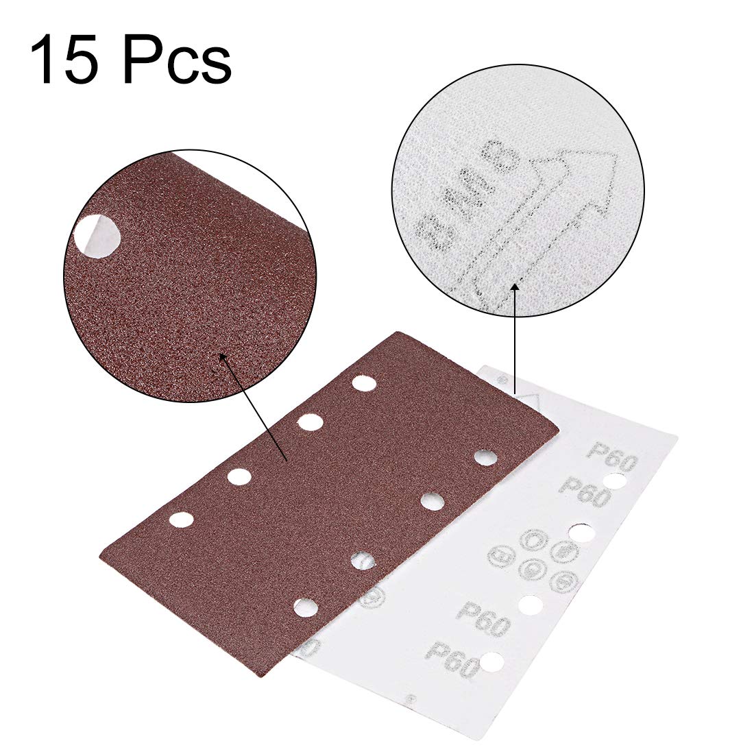 60 Grit Sanding Sheets - Hook & Loop Sandpaper Pads -3