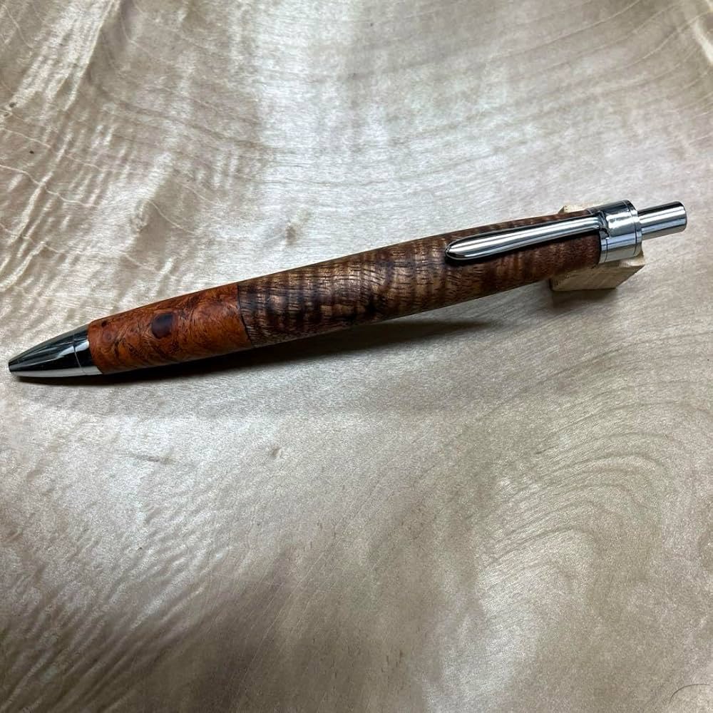 木軸ペン　ハワイアンコア　縮杢 神が宿る木 ハワイアンコアカーリー 縮杢特上 ゴールド金具