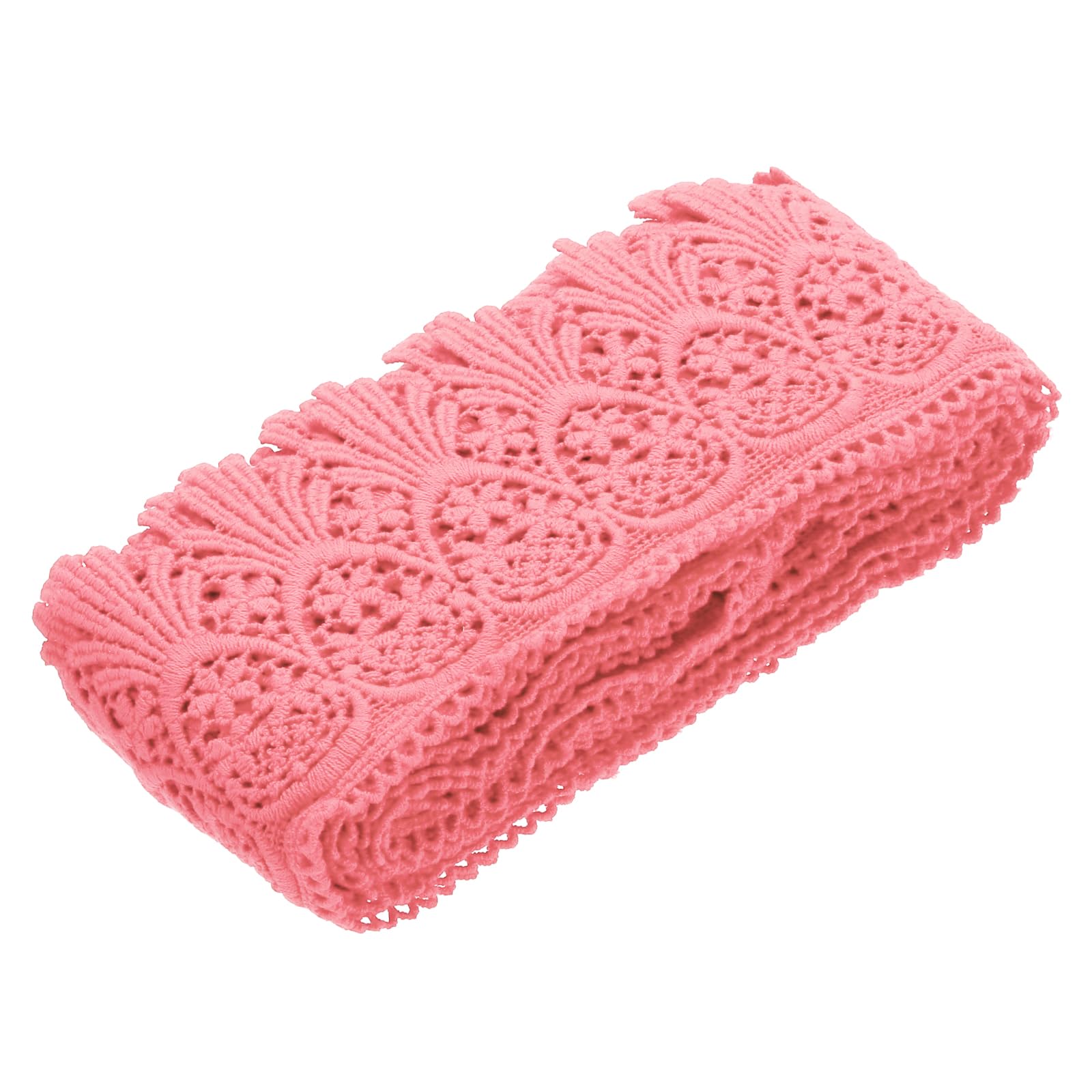 sourcing map Cotton Lace Trim Vintage Crochet 3inch x 3yard Pink Stretch Lace Edge Ribbon for DIY Scrapbooking Clothes Curtain Slipcover Fabric โ image 1