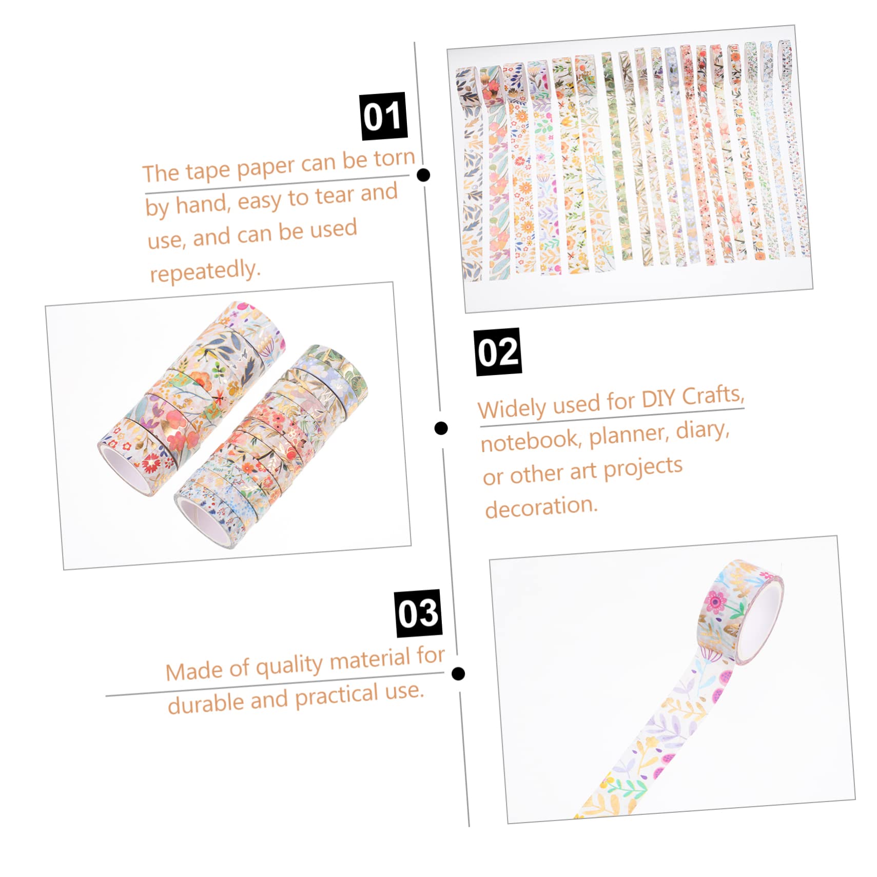 SEWACC 54rollos Cintas Washi Decorativas De Flores para Manualidades y Cinta De Enmascarar Diseño Floral para Scrapbooking y Decoración De Agenda