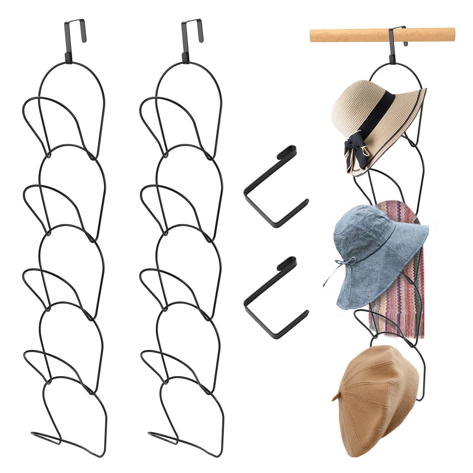 Confezione da 10 ganci per cappelli con ganci, per cappelli da baseball, sciarpe, asciugamani, soluzione torage